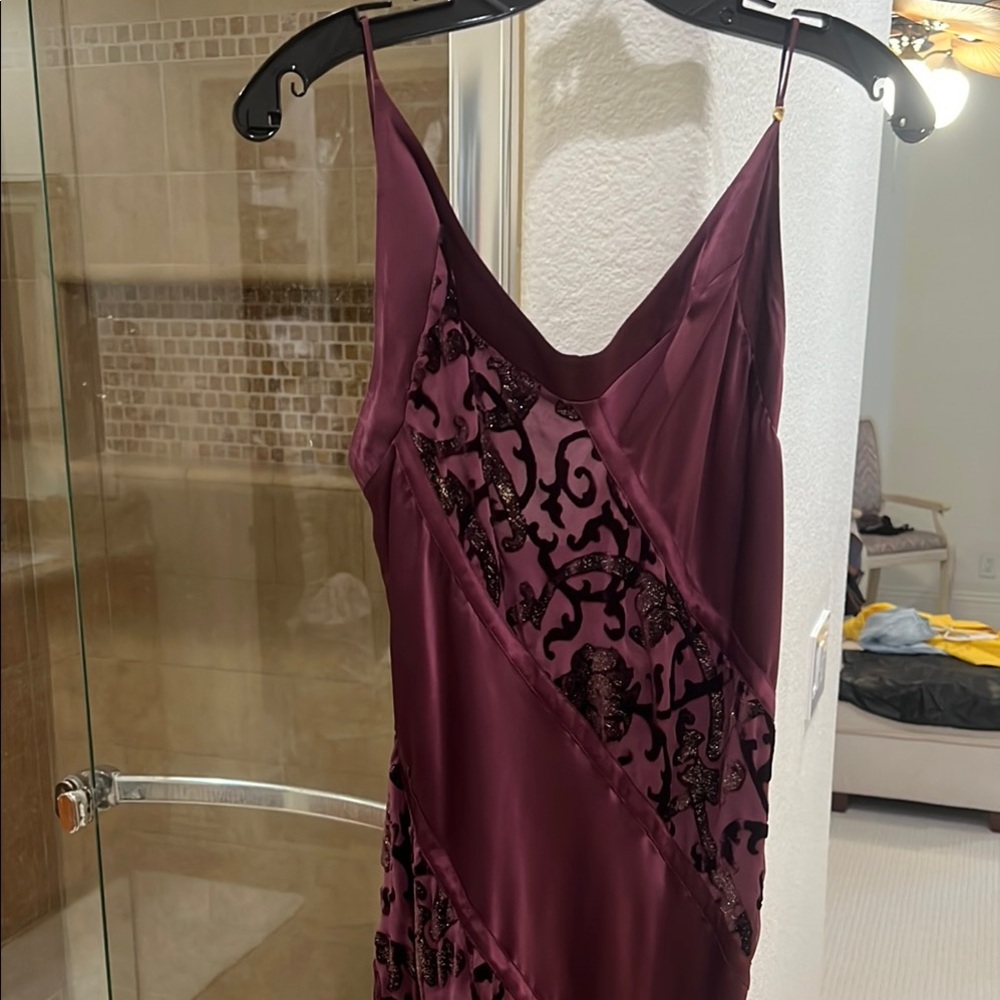 Chic Roberto Cavalli Burgundy Gown with Black Lace Accents! Worn twice!